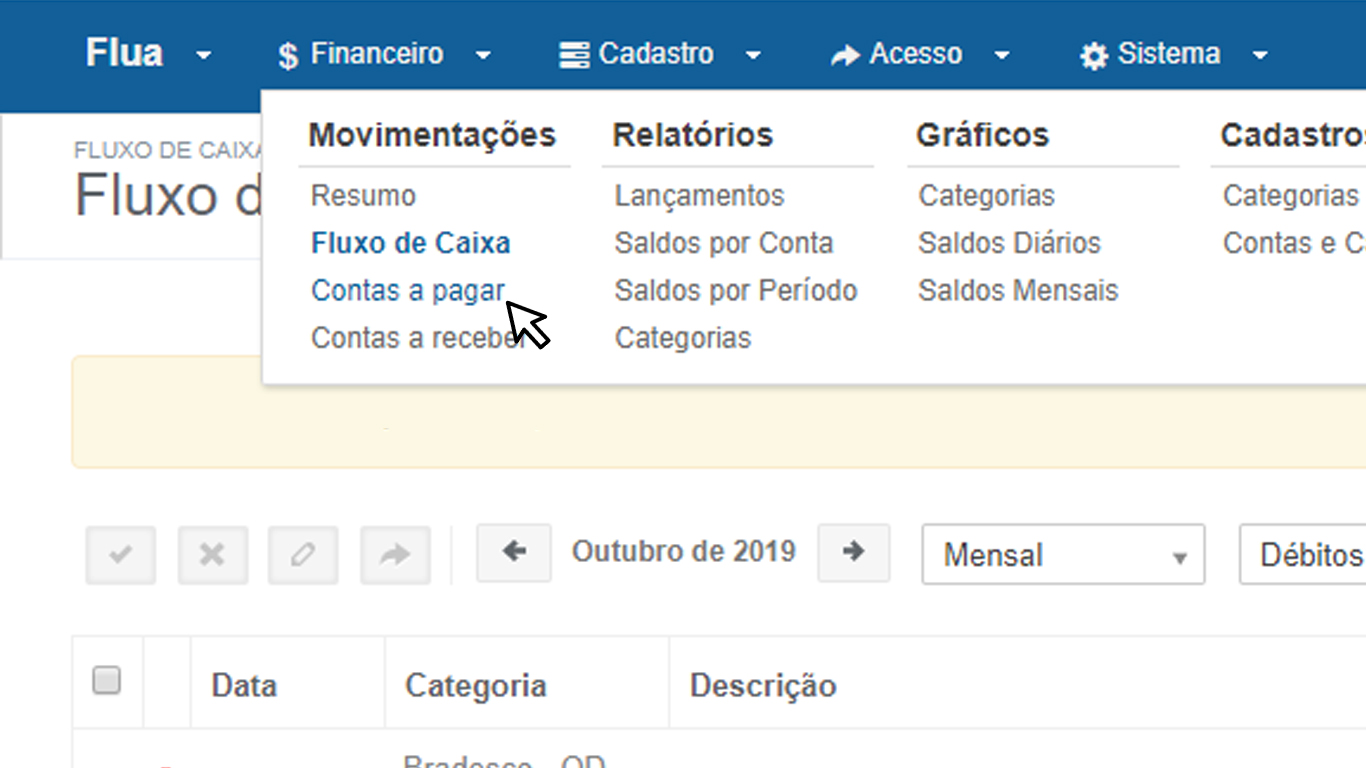 Tela do sistema
