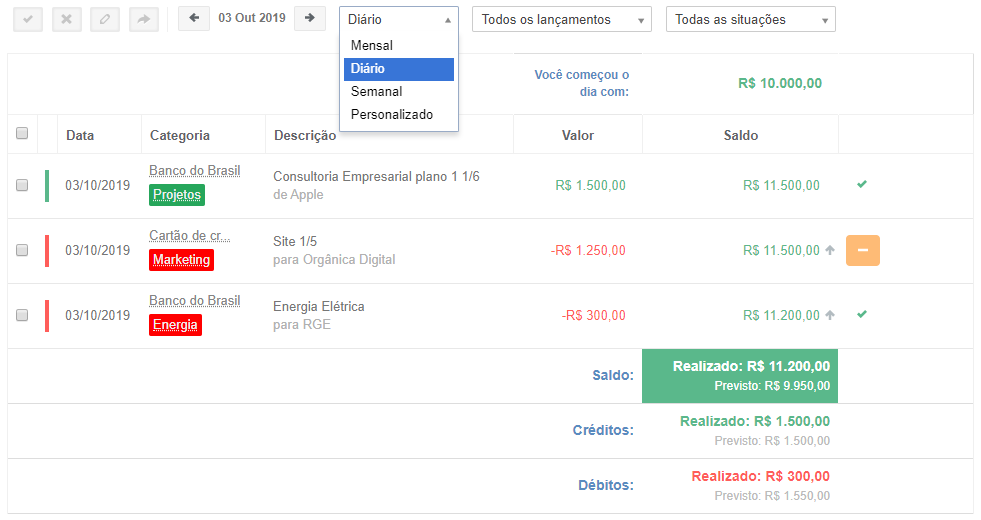 Tela do sistema